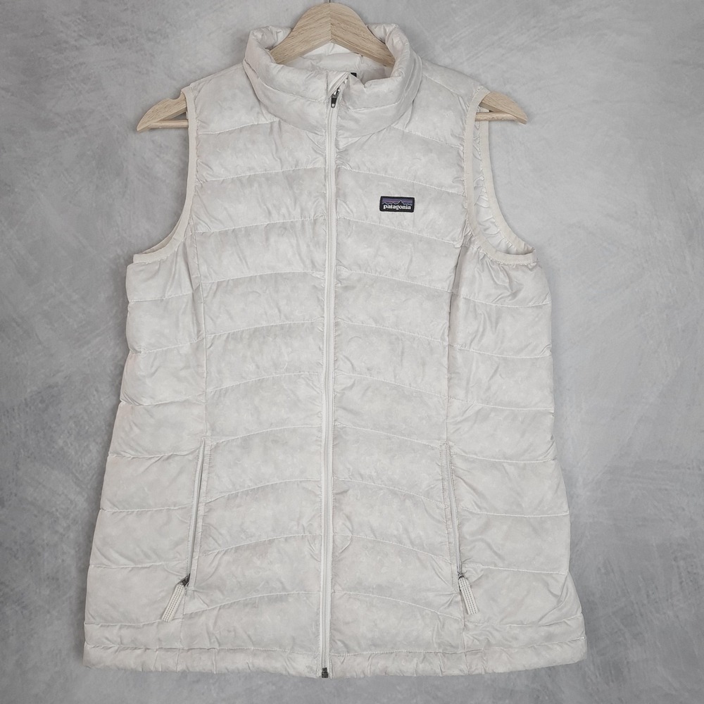 Patagonia Vest Girls XXL 16-18 White Down Sweater Vest Puffer Insulated FLAW